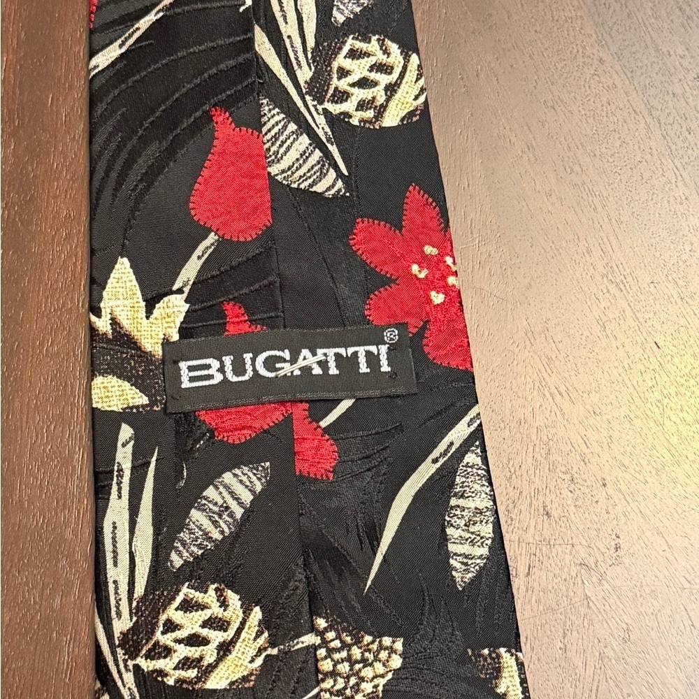 Bugatti Black and Red Floral tie - Picture 2 of 3